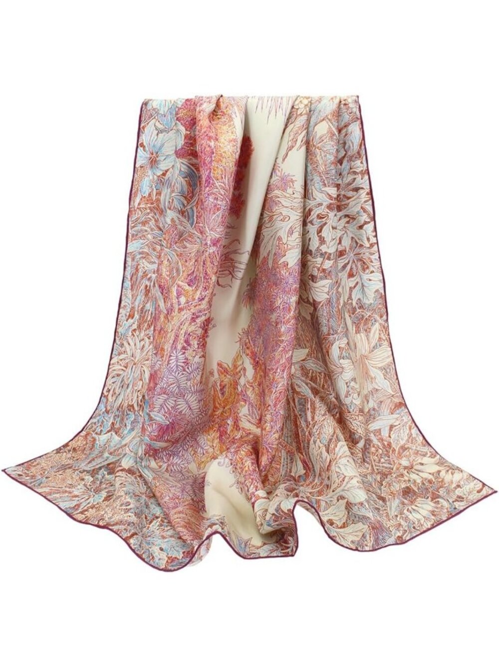 Luxurious 100% Mulberry Silk Scarf - 35" Square Hair Wrap - Perfect Gift Idea